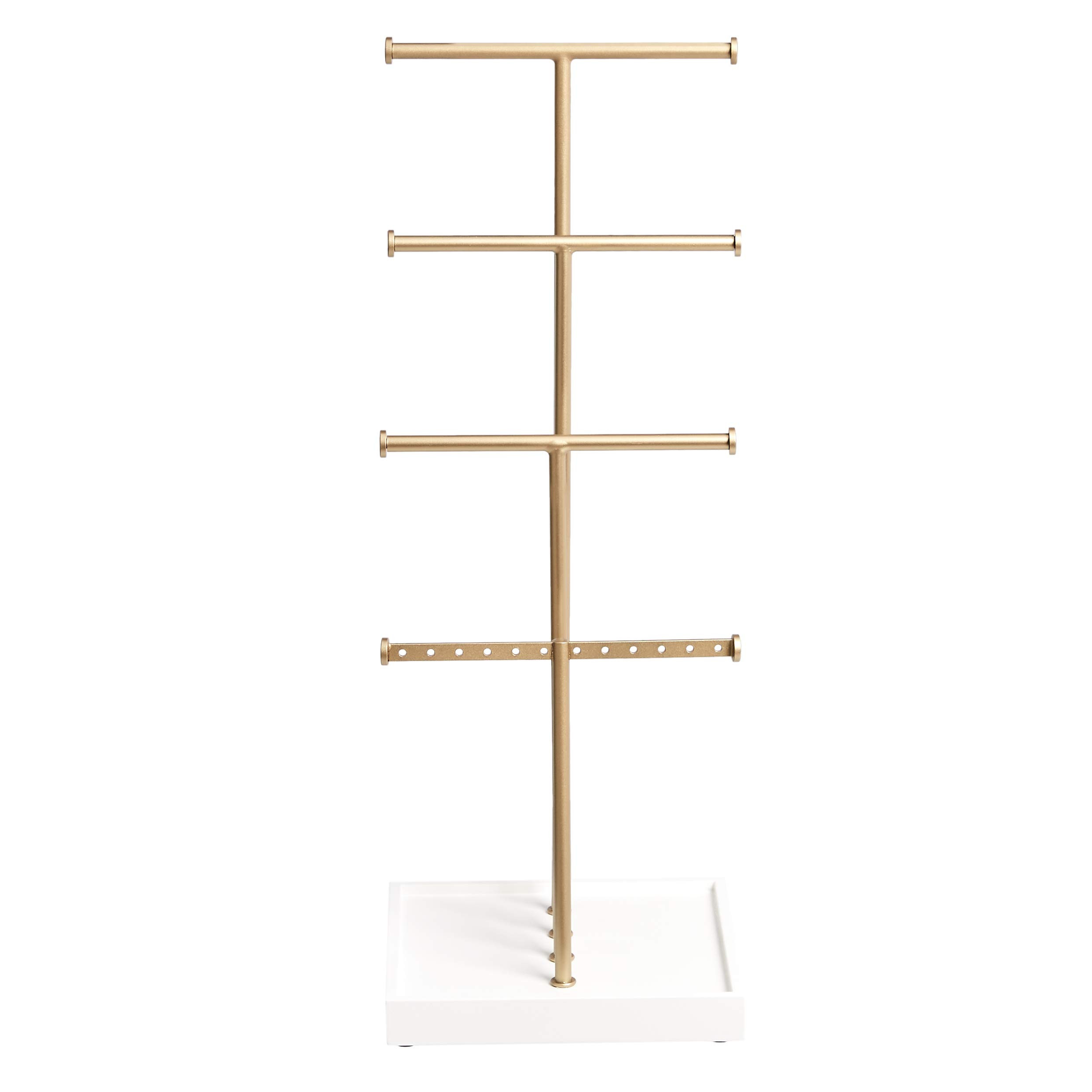 Amazon Basics Four-Tier Jewelry Tree Stand - White/Brass | Amazon (US)