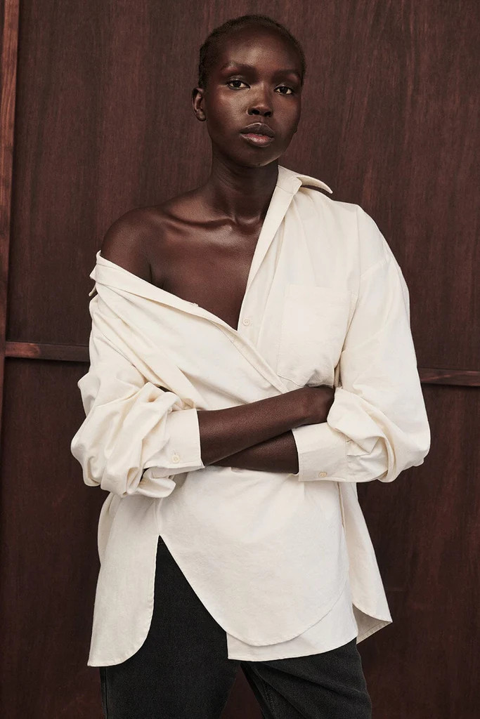 RHEA 2.0 CREAM OVERSIZED COTTON SHIRT | DISSH