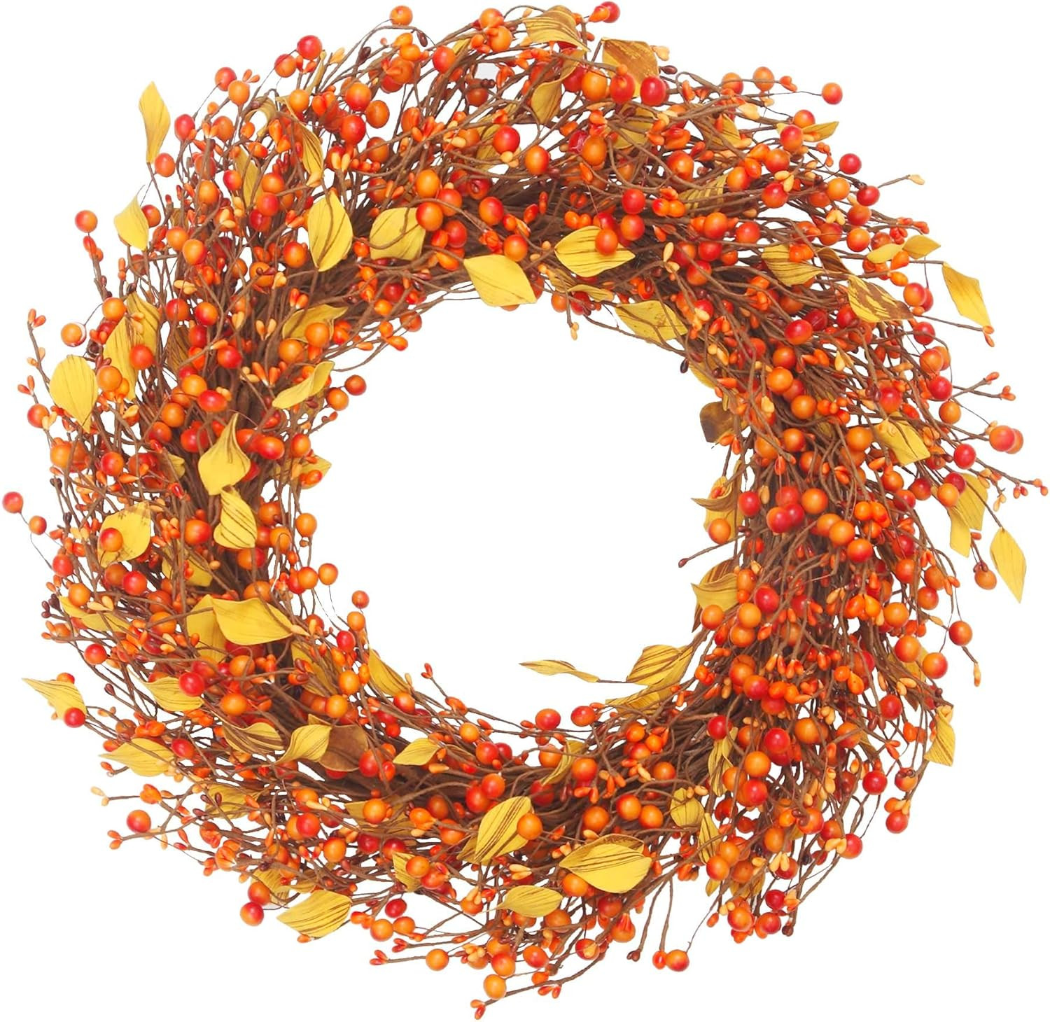 VGIA 22 inch Artificial Fall Wreath Berry Wreath Fall Maple Leaf Wreath for Front Door Fall Decor... | Amazon (US)