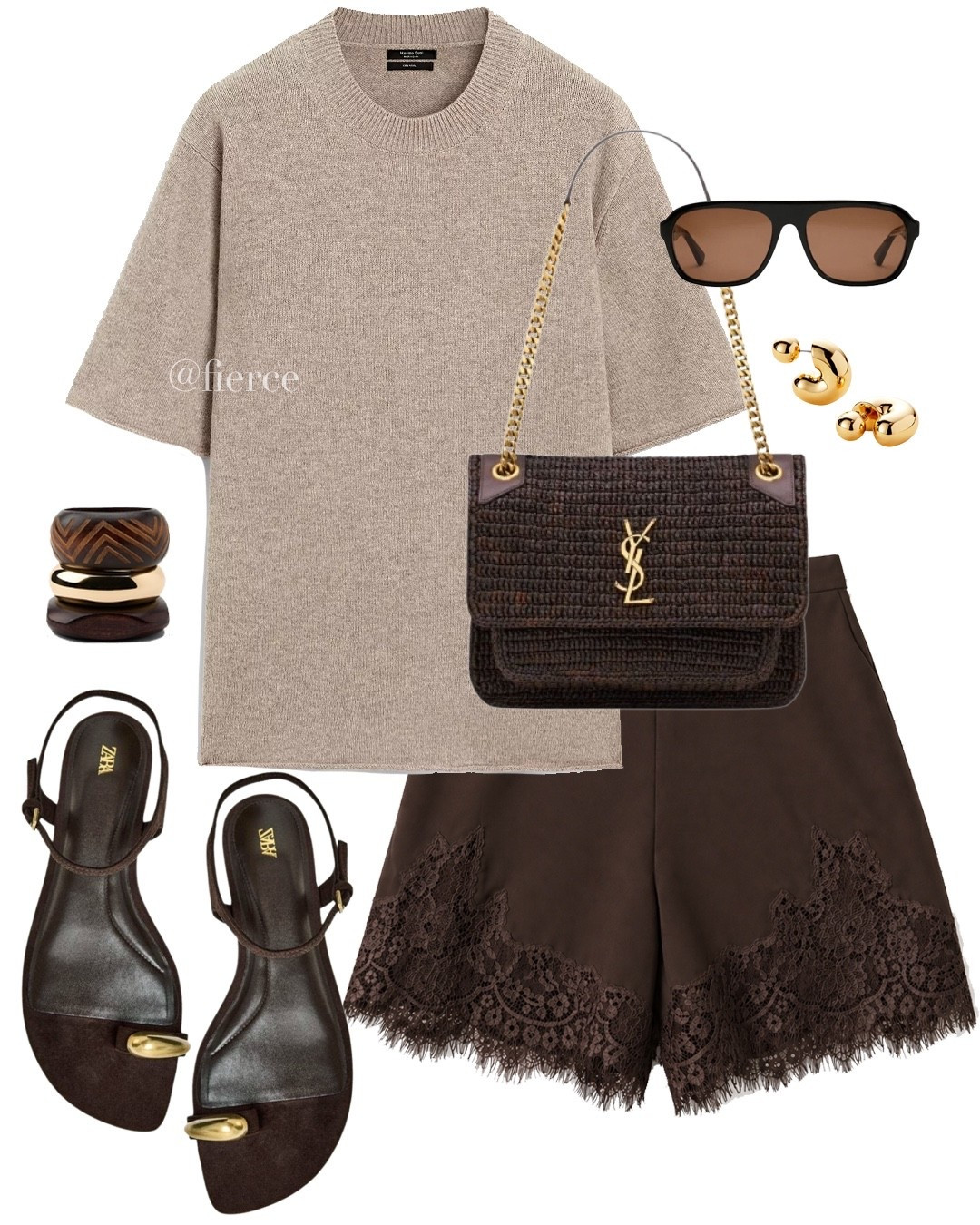 Brown satin lace short brown suede gold toe sandals beige short fleece jumper chic outfit 

#LTKsummer #LTKspring #LTKeurope