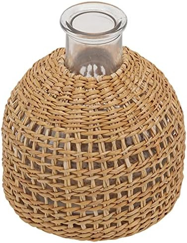 PRETYZOOM Rustic Glass Bottle Vase Farmhouse Decorative Glass Vase Rattan Wire Wrapped Flower Vase C | Amazon (US)
