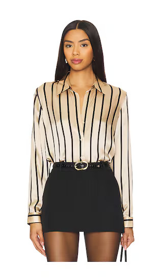 Tyler Long Sleeve Blouse in Almond & Black | Revolve Clothing (Global)