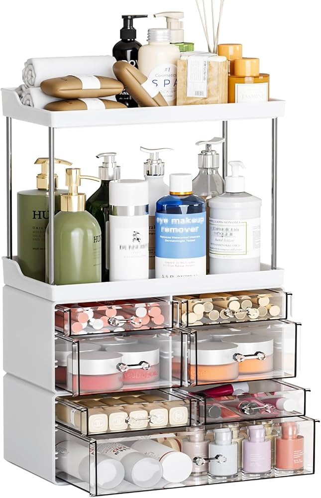 3 Pack Bathroom Organizers and Storage Countertop With 7 Drawers,Stackable Skincare Products Orga... | Amazon (US)