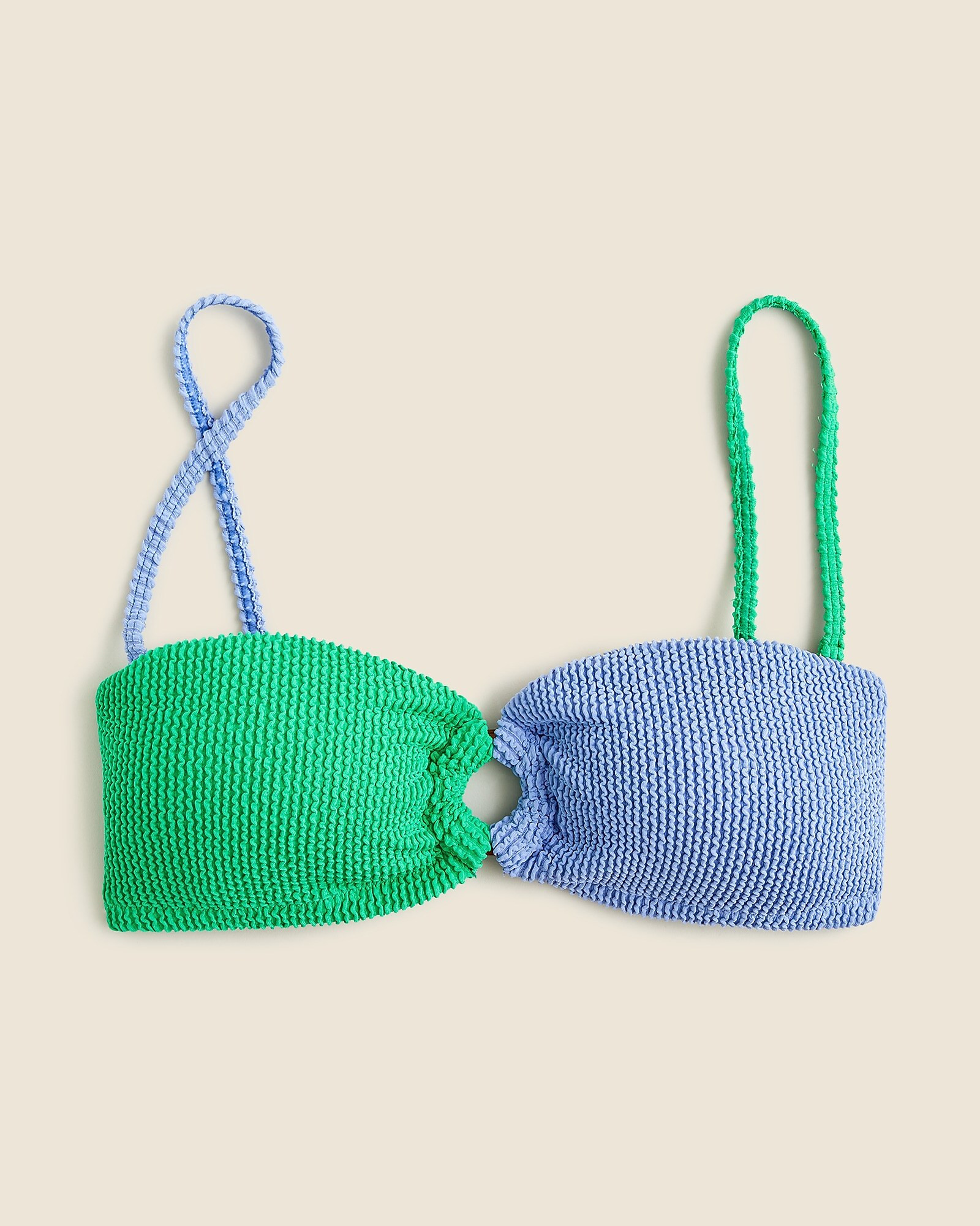 Heritage textured O-ring bandeau bikini top | J. Crew US