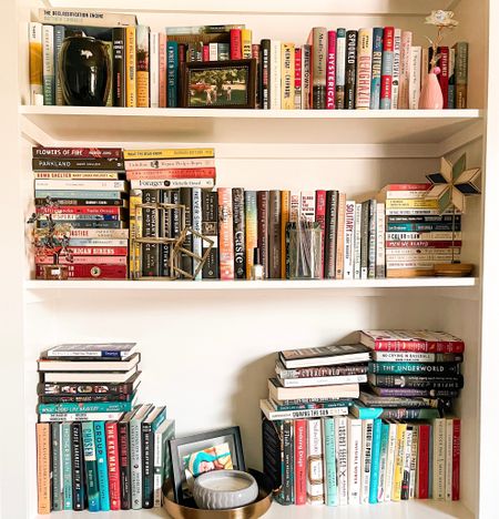 Bookshelf, built-in shelves, books, reading room, home decor, gold decor

#LTKstyletip #LTKfindsunder50 #LTKhome