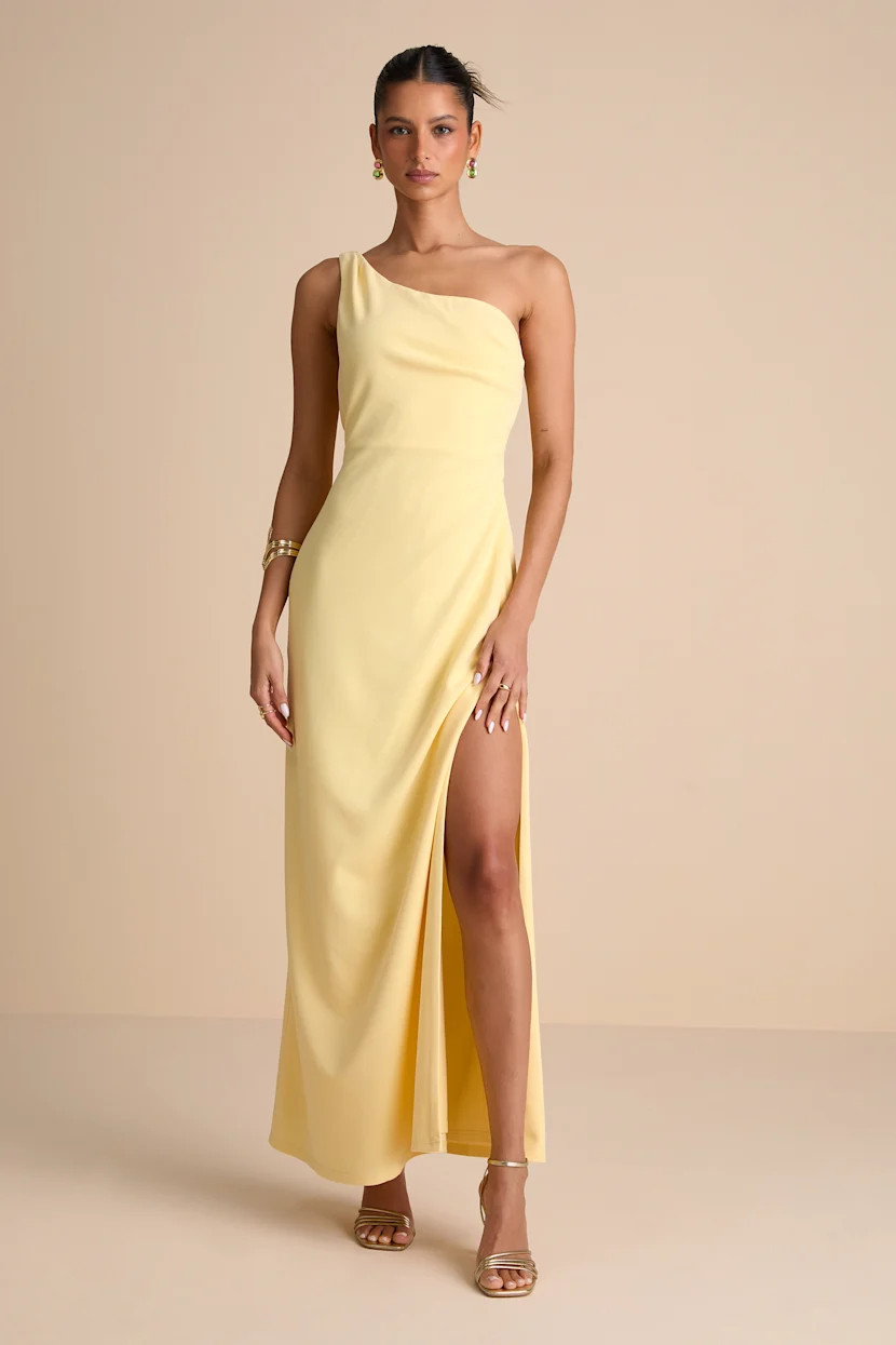 Maevyn Light Yellow Cowl Back Column Maxi Dress | Lulus