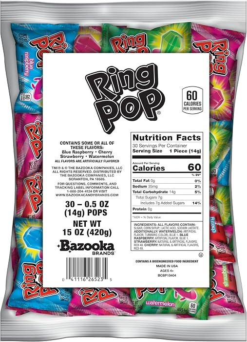 Ring Pop Halloween Candy Lollipops, 30 Count, Assorted Party Favors | Amazon (US)