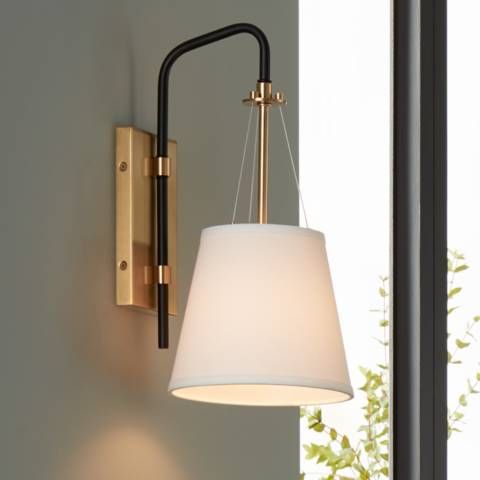 Possini Euro Crysta 16 3/4" High Warm Brass and Black Wall Sconce - #743N1 | Lamps Plus | Lamps Plus