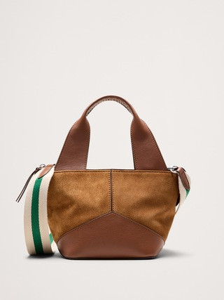 Leather & Suede Mini Zip Tote | Banana Republic (US)