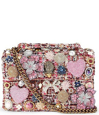 Kurt Geiger London Medium Kensington Tweed Jeweled Tuttifrutti Novelty Crossbody Bag - Pink | Dillard's