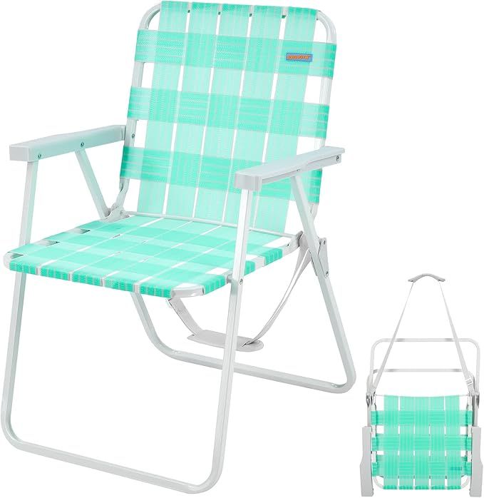 #WEJOY Folding Webbed Lawn Beach Chair,High Back Seat Backpack Portable Chairs for Adult with Har... | Amazon (US)