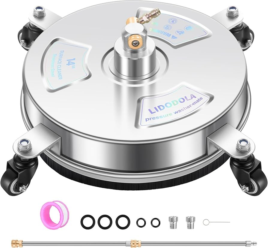 14" Pressure Washer Surface Cleaner with 4 Wheels - Stainless Steel Surface Cleaner for Pressure ... | Amazon (US)