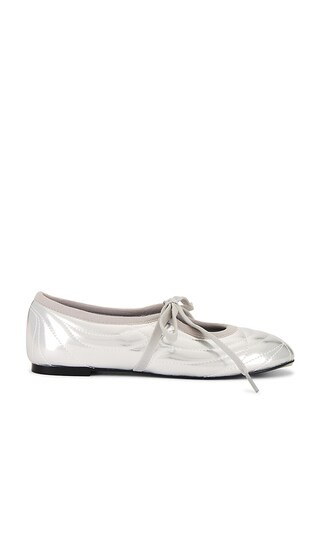 JW PEI Erika Topstitching Lace-Up Ballet Flats in Metallic Silver. - size 7.5 | Revolve Clothing (Global)