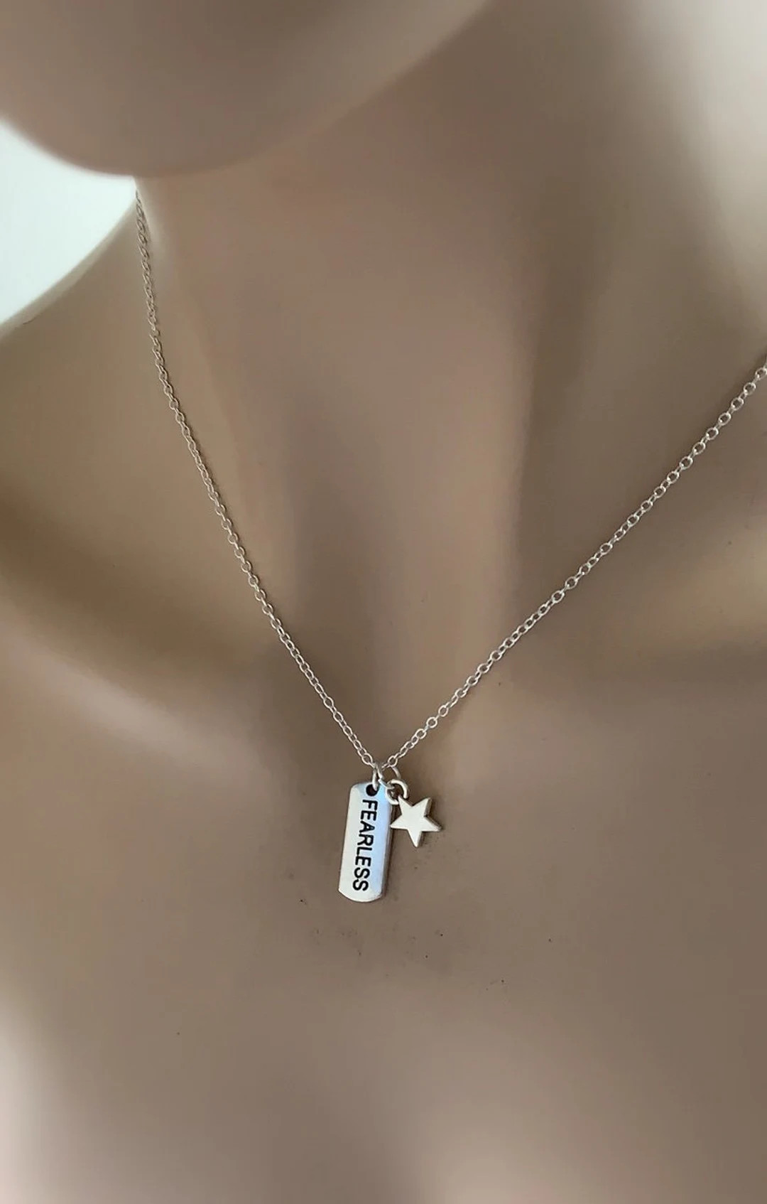 Silver "FEARLESS" Necklace. Fearlessness Gift Jewelry, Word Tag.No Fear Jewelry.Taylor Swift.Fear... | Etsy (US)