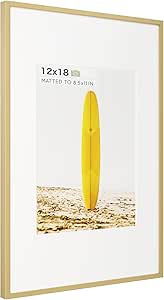 Homeforia - 12x18 inch Metal Picture Frame - 12 x 18 Aluminum Photo Frames - 8.5x11 Mat - Tempere... | Amazon (US)