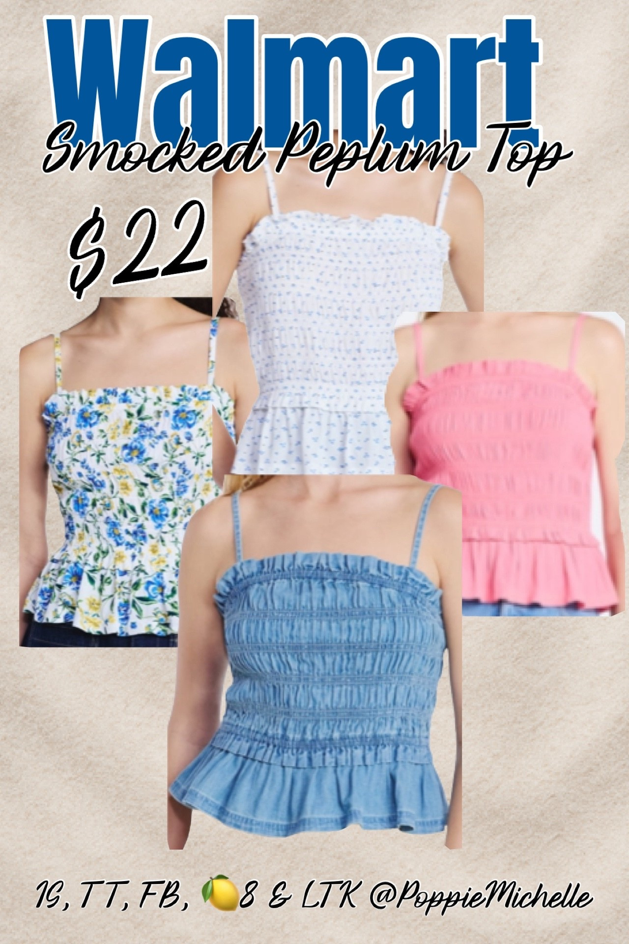 Smocked denim peplum top
Pink smocked top
Blue floral smocked peplum top 