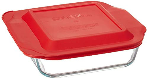 Pyrex Get Dinner Away Large Handle 8" x 8" Square Dish. Making it Easy to Monitor Casserole Cooking and Brownie Baking from a, 4, Red 8" | Amazon (US)