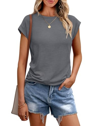 AUTOMET Women's Cap Sleeve T Shirts for Summer - Soft Stretchy Tops for Business Casual Shirts Ev... | Amazon (US)