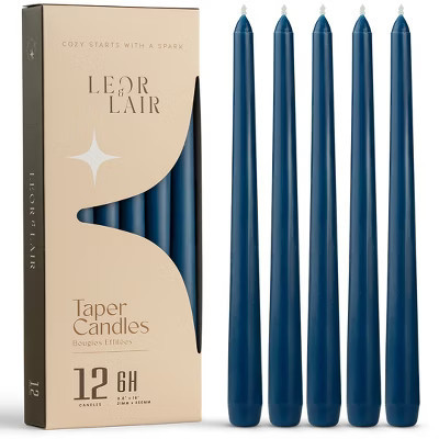 Leor & Lair Blue Taper Candles - 12 Pack - 10" Tall Candlesticks for Dinner & Home Decor | Target