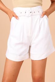 Harriet High Waisted Shorts - White | Petal & Pup (US)