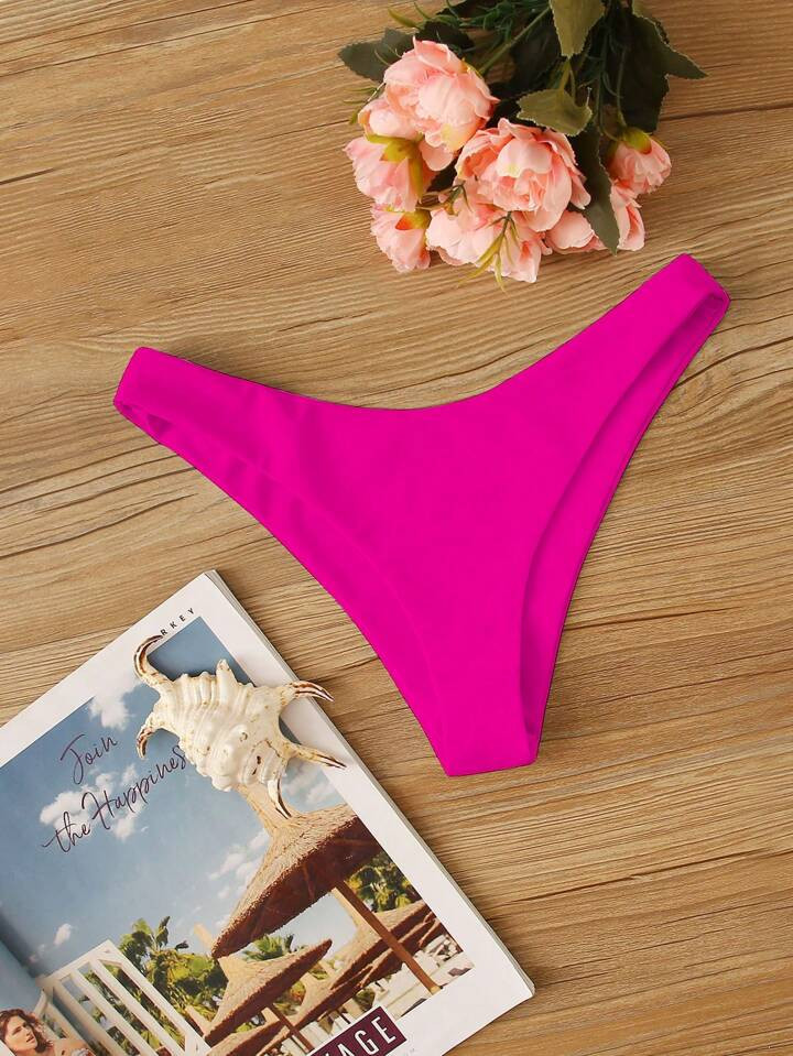 SHEIN Swim Basics Solid High Cut Bikini Panty | SHEIN