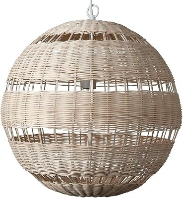 Amazon Brand – Stone & Beam Traditional Woven Globe Pendant Light with White Cloth Cord, 18"H, Natur | Amazon (US)