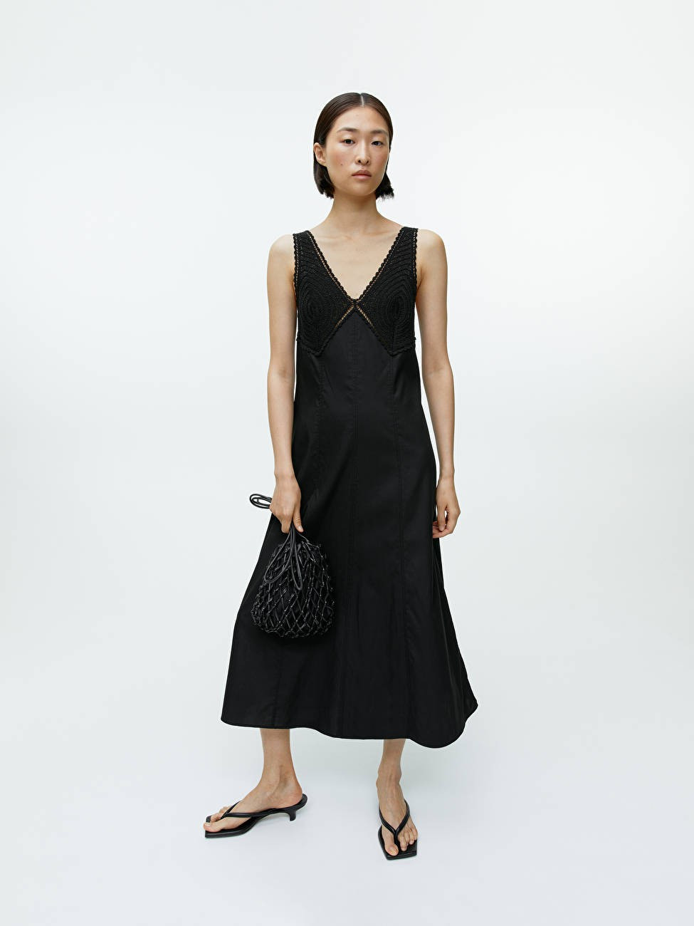 Crochet Detail Dress - Black - ARKET GB | ARKET (US&UK)