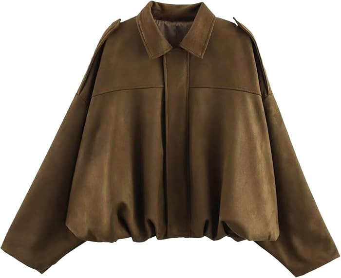 Womens Faux Suede Bomber Jacket Casual Streetwear Outfits | Amazon (US)