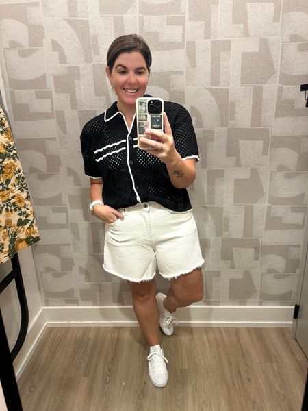 One more shorts look for you and this one is super cute! These are the same Curve Love Dad Shorts, just in the white! They run TTS, come in several color options and are 25% off during this sale! The top also runs TTS, comes in a few color options and is 15% off! You can also get an additional 15% off with code JENREED! 

#LTKSaleAlert #LTKMidsize #LTKFindsUnder100