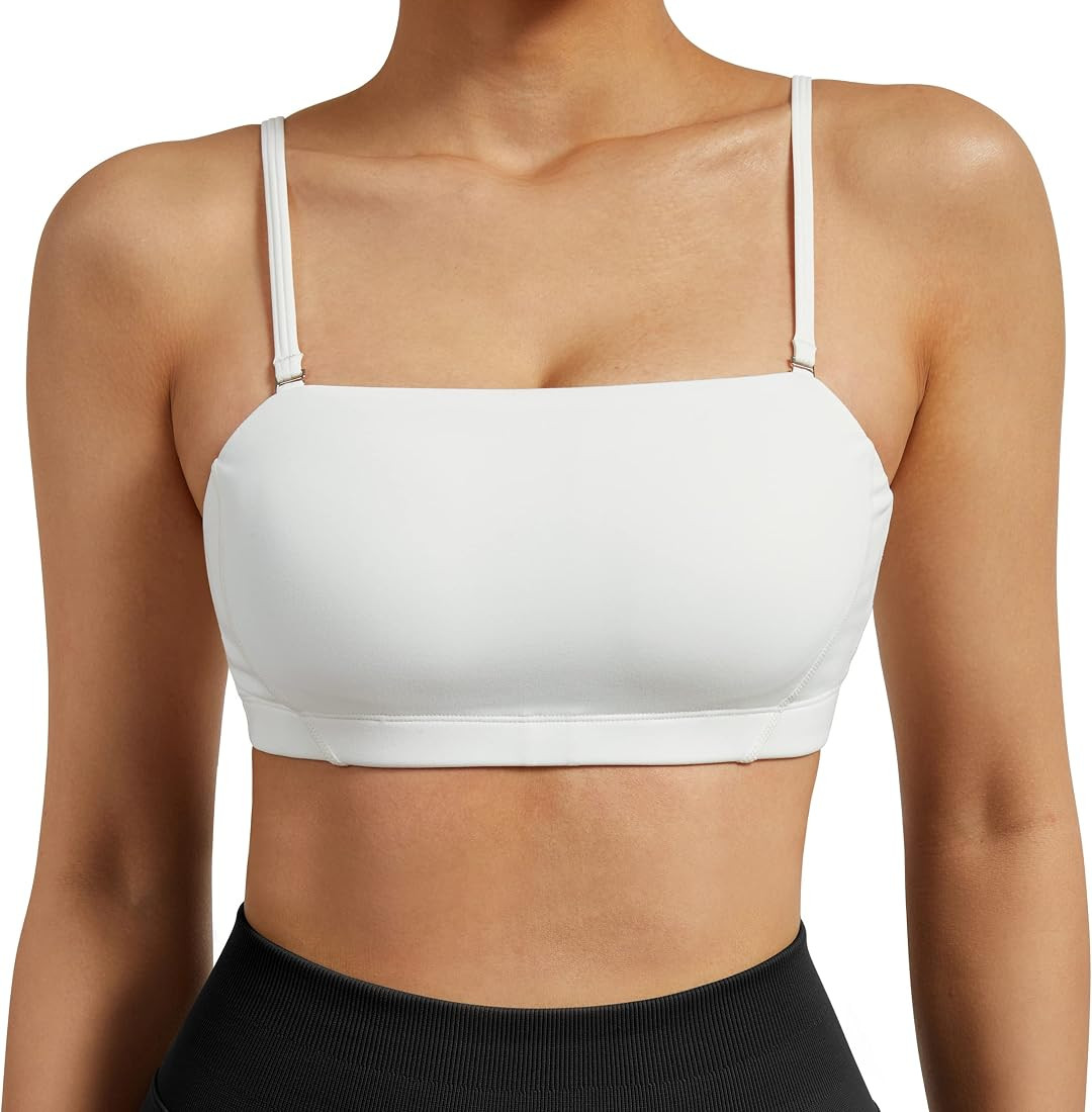MOSHENGQI Y Back Padded Sports Bra for Women Racerback Strappy Workout Yoga Bra | Amazon (US)