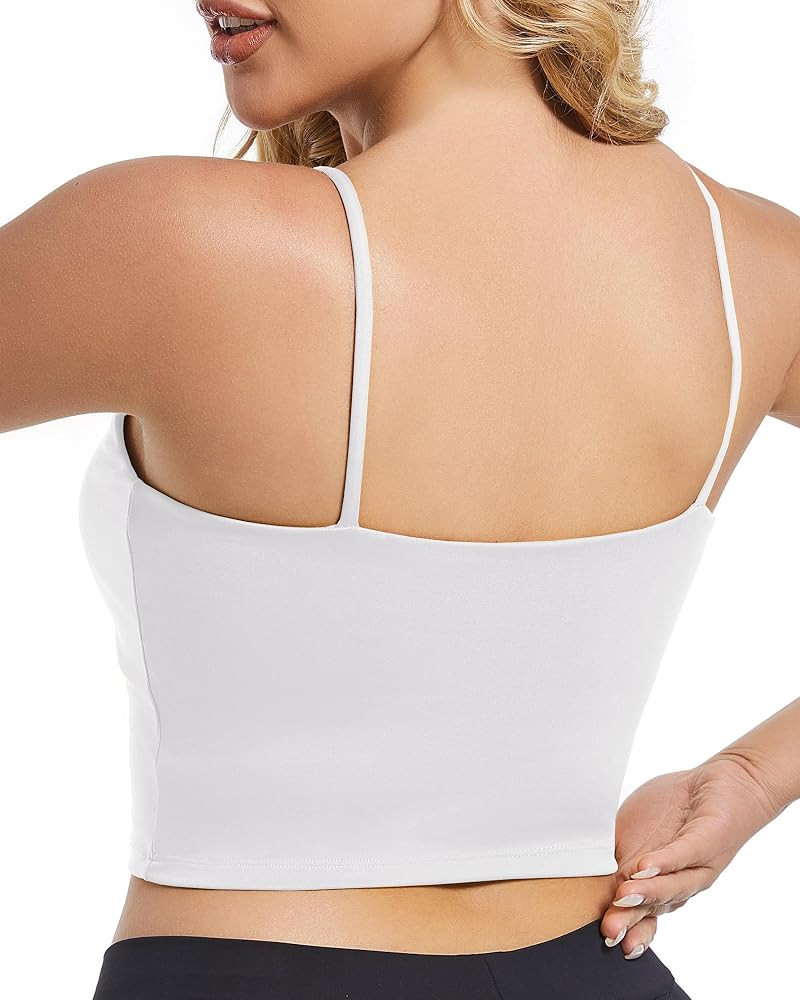 HHUQ Workout Tops for Women,Longline Padded Medium Support Sports Bras Tank Top for Running Yoga ... | Amazon (US)