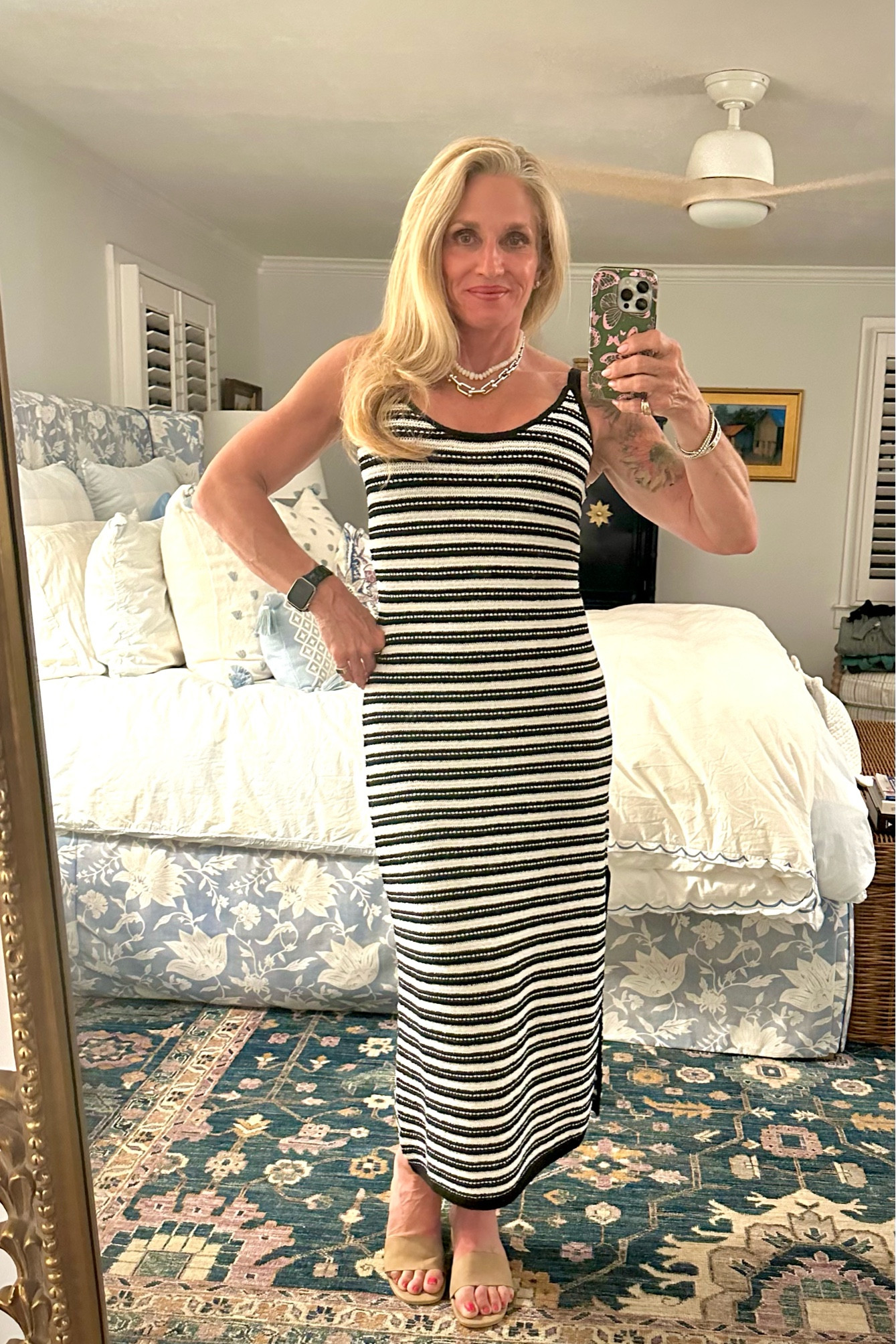 This dress is AMAZING!! Great fit, adjustable straps, machine washable AND under $40 😮 The suede low profile nude, suede flats  are also a fantastic value! Stylish AND OH-SO- affordable !! Both fit TTS :)

#LTKFindsUnder50 #LTKOver40 #LTKShoeCrush