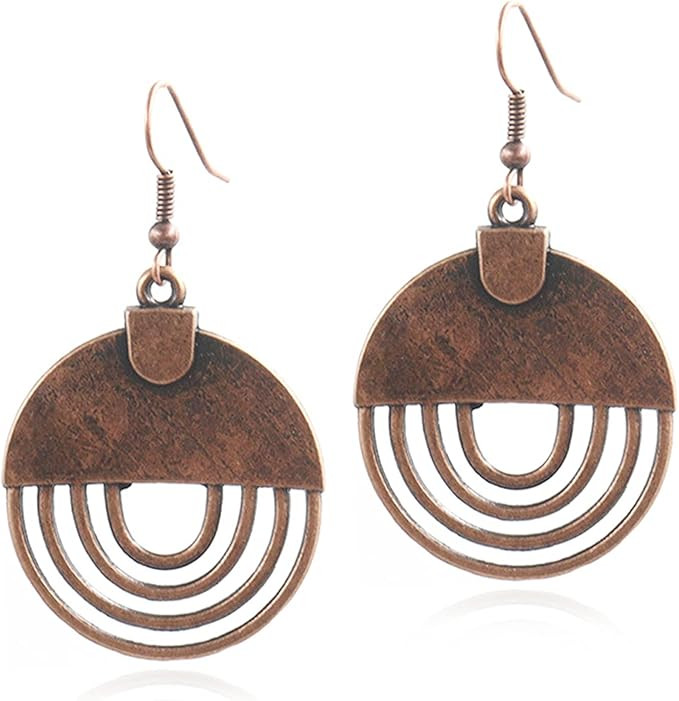 ANDPAI Handmade Unique Bohemian Tribal Hoop Spiral Earring Vintage Gold Silver Geometry Dangle Dr... | Amazon (US)