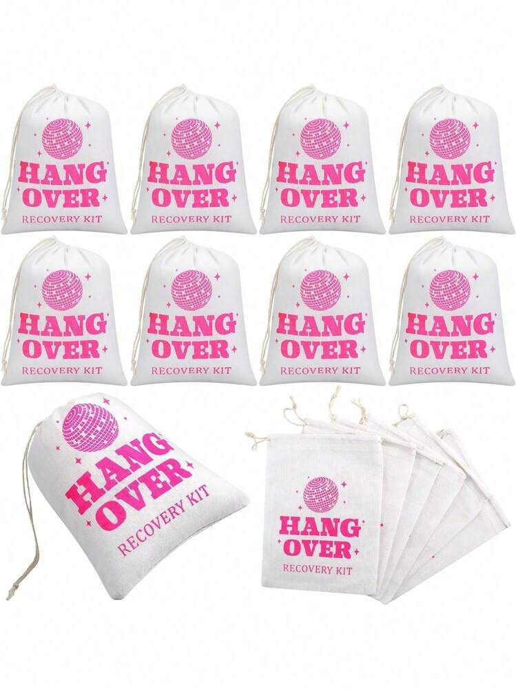 10pcs Bachelorette Hangover Kit Bags Gift Bags Muslin Drawstring Party Favors For Wedding Surviva... | SHEIN