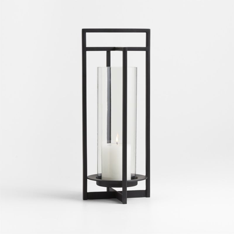 Dune Small Black Metal Outdoor Lantern 18" + Reviews | Crate & Barrel | Crate & Barrel