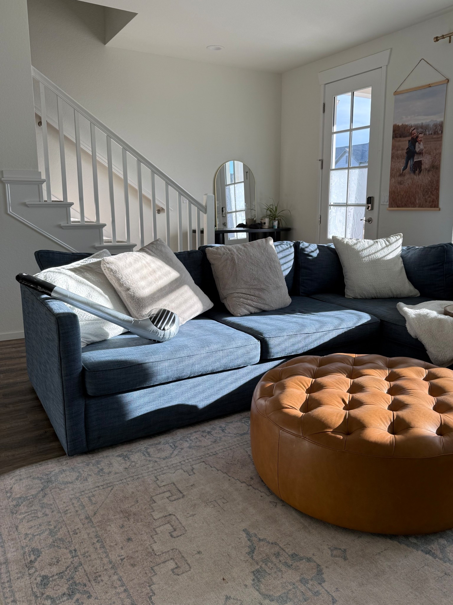 The sun shining thru is my favorite. Exact home links of my west elm sectional couch and leather ottoman. This was a lifesaver with active boys 

#LTKdayinmylife #LTKmorningroutine #LTKHome