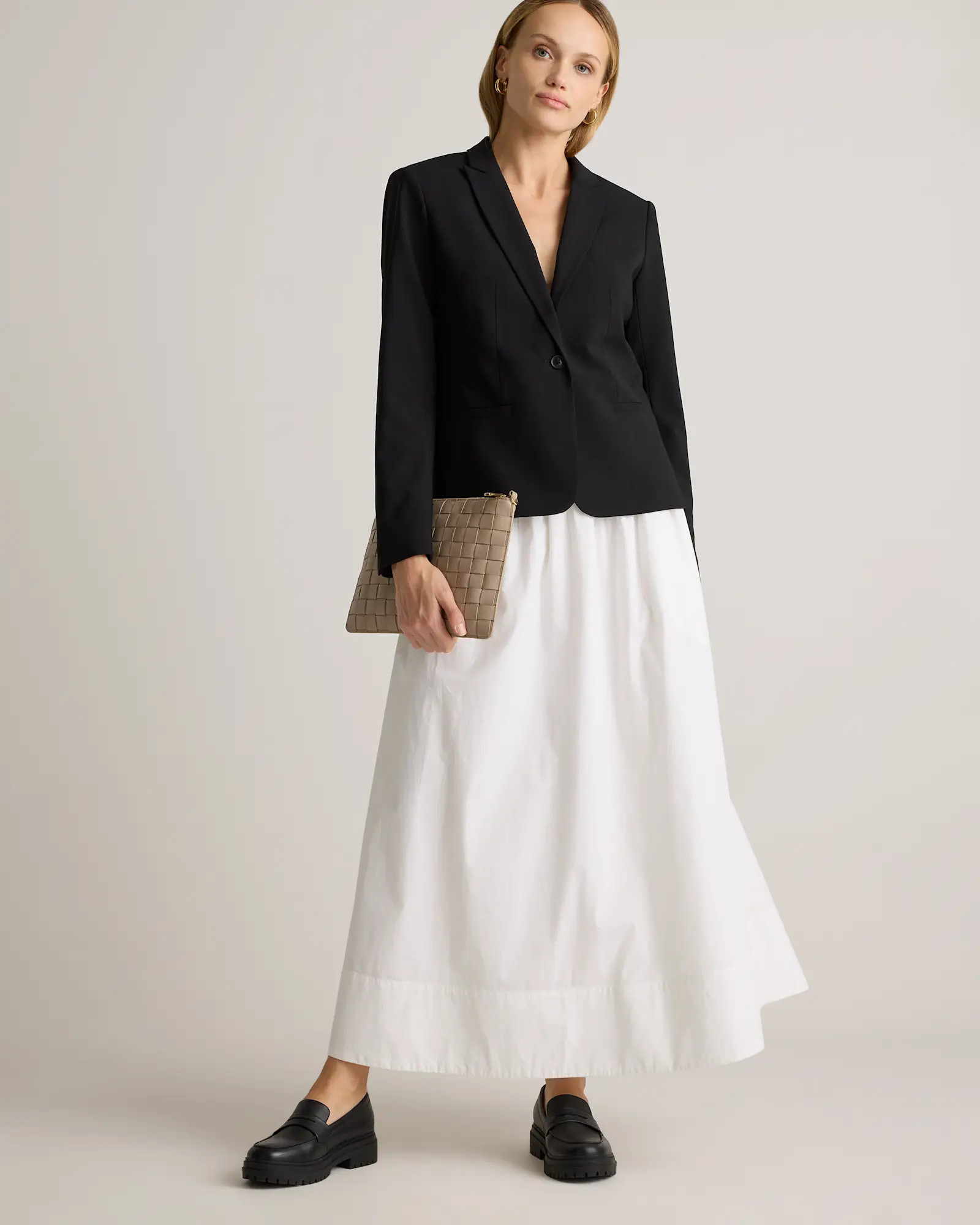 100% Organic Cotton Poplin A-line Maxi Skirt in Classic White | Quince