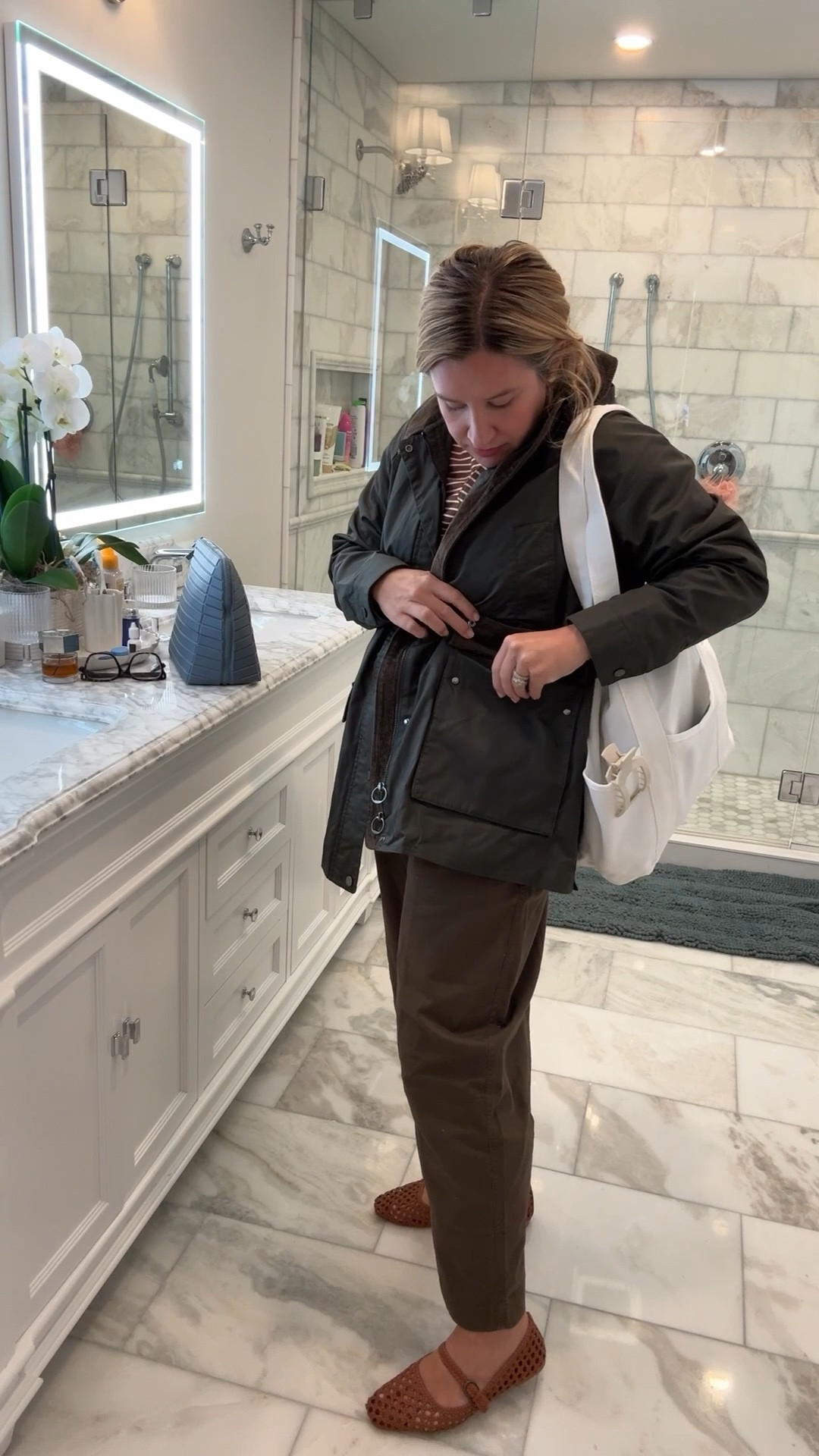 Casual outfit, fall style, 
Wearing a large in everything. Coat runs slightly big. These pants are awesome and will for sure be a staple for me this fall. The top is also great.  Ordering it in more colors. Wins all around  

#LTKFindsUnder100 #LTKMidsize #LTKFindsUnder50
