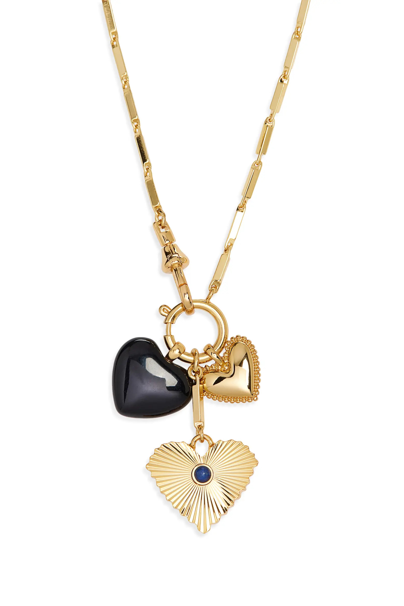 Engine Turned Lapis Heart Charm Necklace (Women) | Nordstrom | Nordstrom