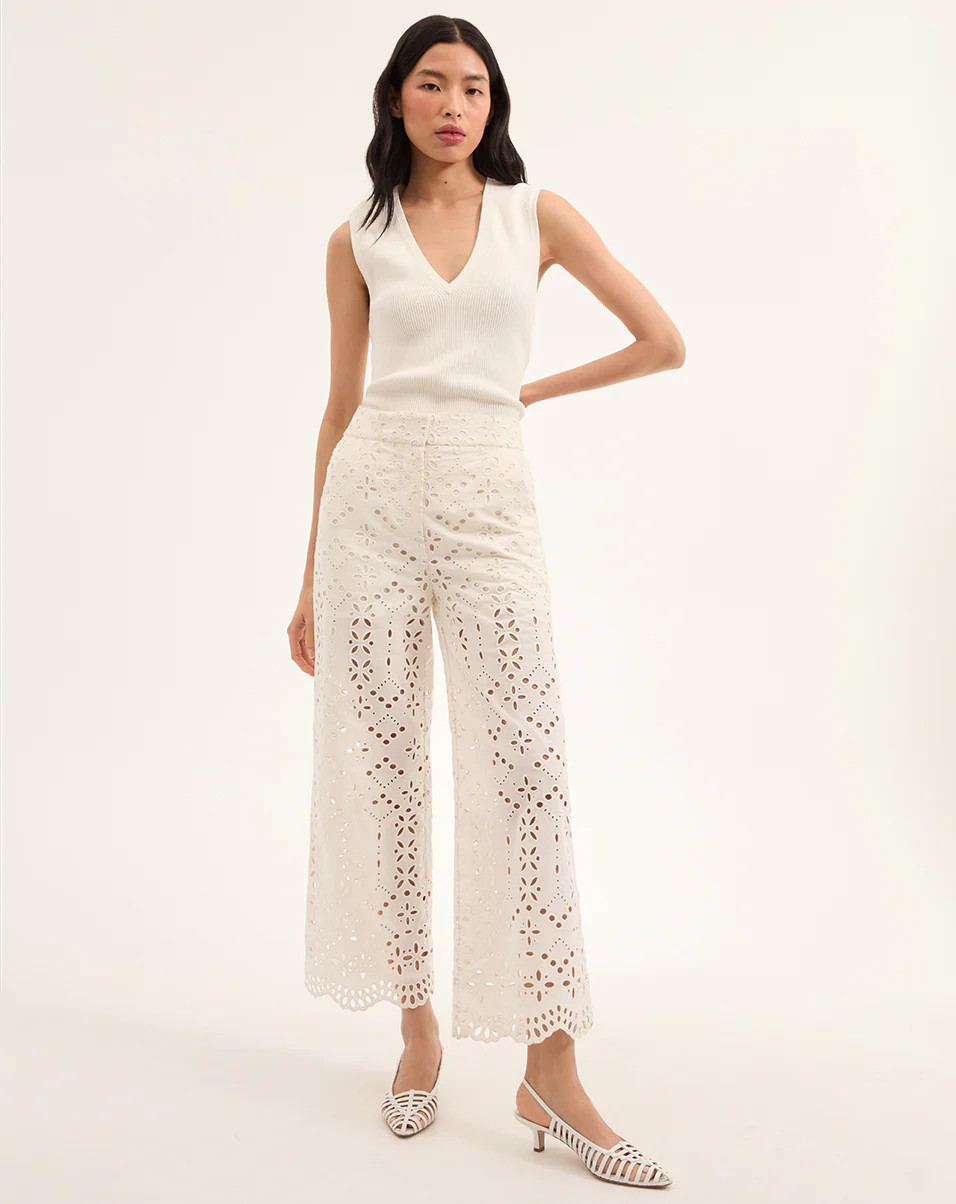 Kemper Cotton Eyelet Pant | Veronica Beard