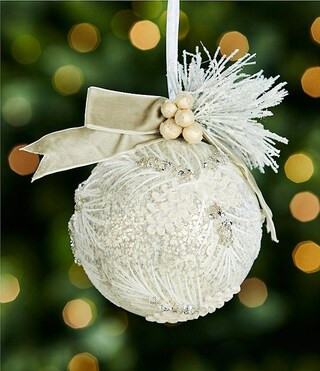Southern Living Evergreen Collection Pinecone Design Embellished Glass Ball Ornament with Bow | D... | Dillard's