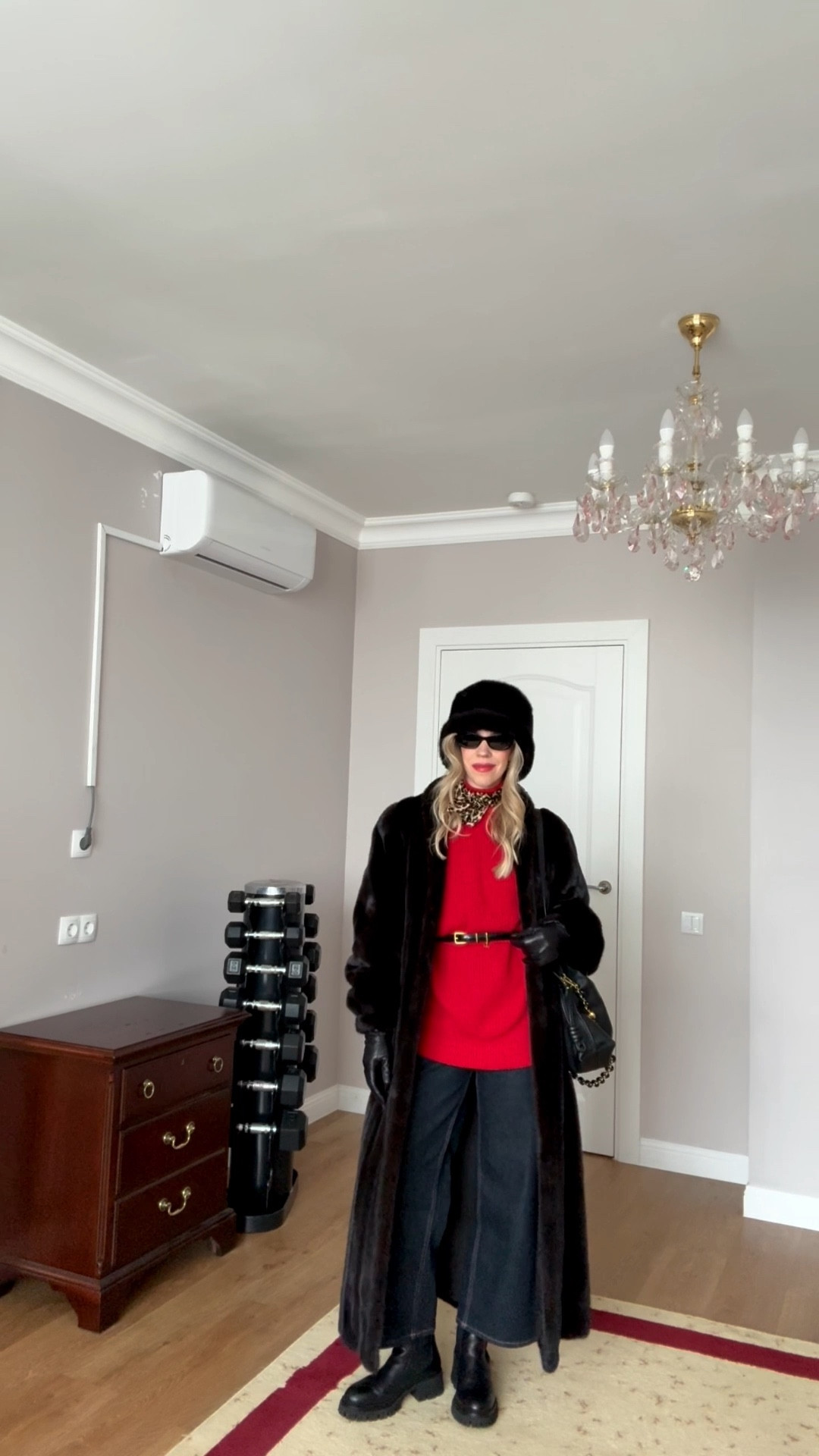 Red sweater, fur bucket hat, vintage fur coat, Celine belt, dark wash denim, lug sole boots, winter ootd, style over 40

#LTKOver40 #LTKgrwm #LTKValentine