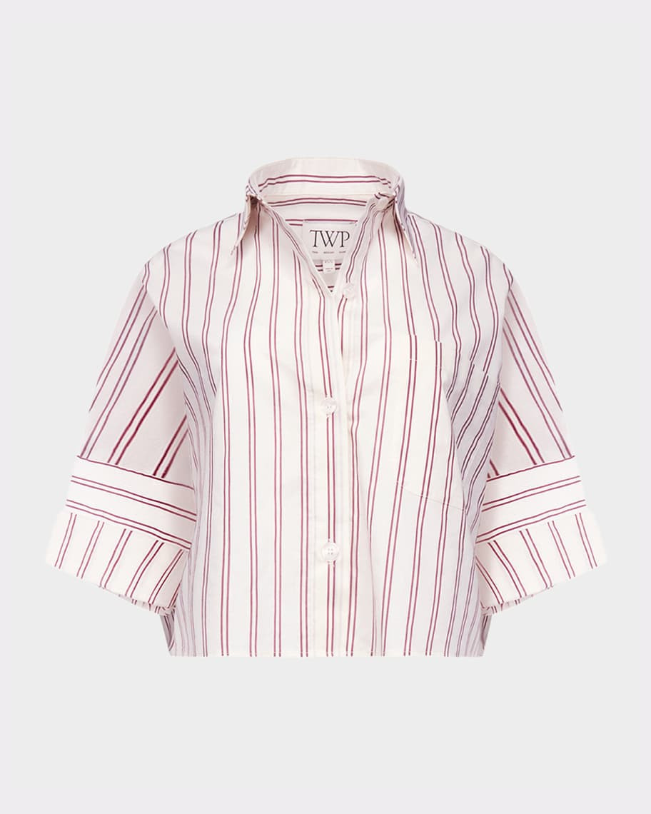 TWP Next Ex Striped Cropped Shirt | Neiman Marcus