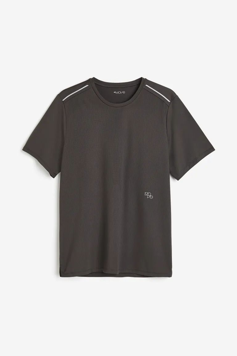 DryMove™ Running T-shirt - Round Neck - Short sleeve - Dark gray - Men | H&M US | H&M (US + CA)