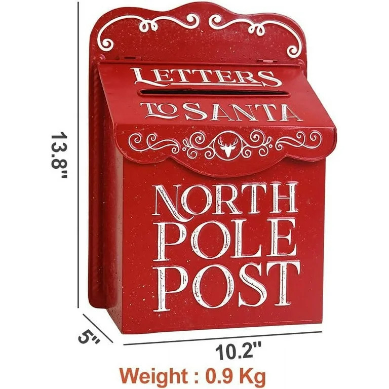 Bigfortune Letters to Santa Mailbox North Pole Post Vintage Mailbox Red Mailbox Decoration Christ... | Walmart (US)