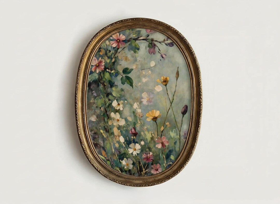 Moody Vintage Wildflower Garden Painting | Dark Academia Cottagecore Vertical Art Print, Moody Fl... | Etsy (US)