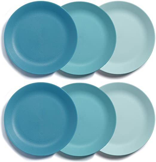 US Acrylic Everest Ultra-Durable Plastic 10 inch Dinner Plates in Blue Sky | set of 6 Reusable, B... | Amazon (US)