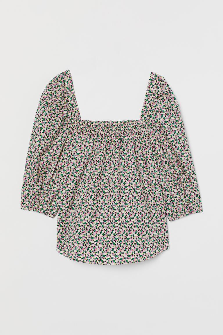 Katoenen blouse met pofmouwen | H&M (DE, AT, CH, NL, FI)