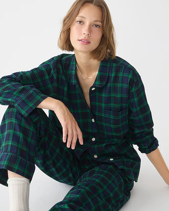 Flannel long-sleeve pajama pant set in Black Watch tartan | J. Crew US