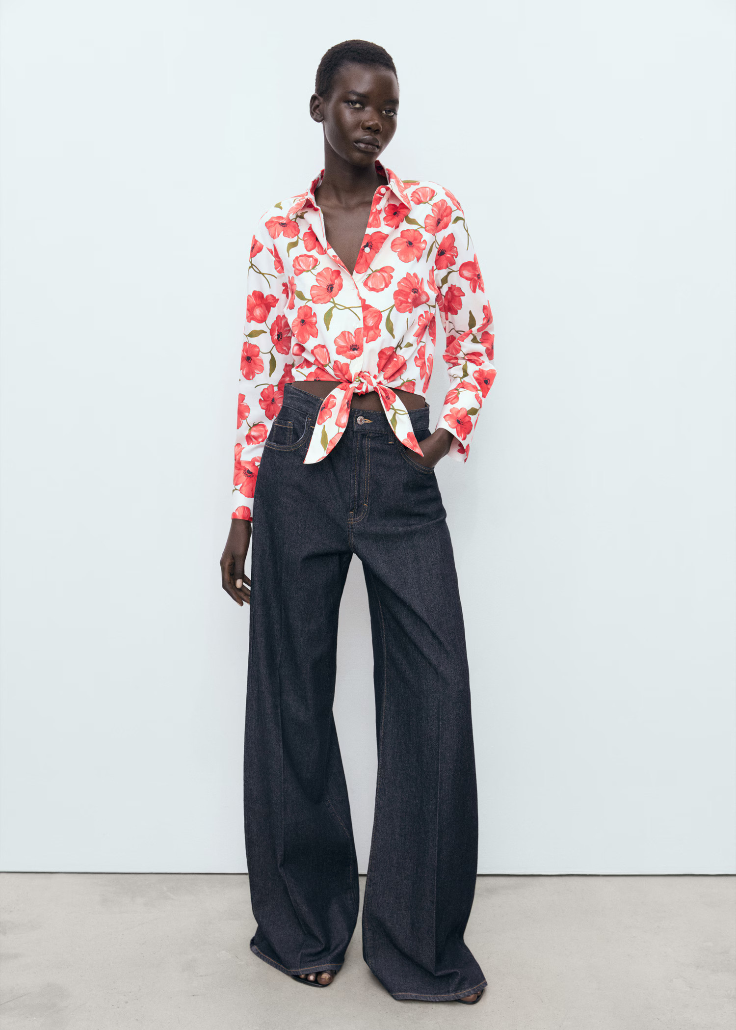 Floral-print poplin shirt - Women | MANGO USA | Mango (US/MX/AU)